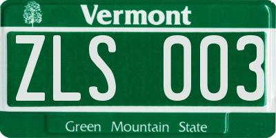 VT license plate ZLS003