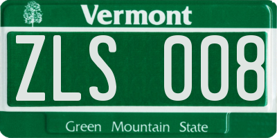 VT license plate ZLS008