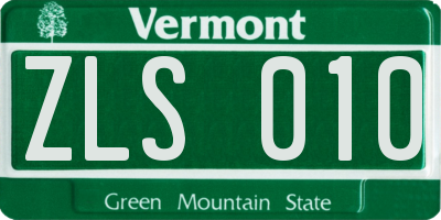 VT license plate ZLS010