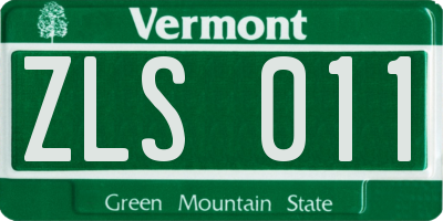 VT license plate ZLS011