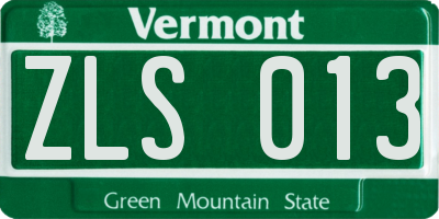VT license plate ZLS013