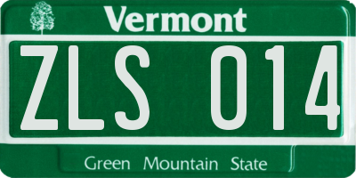 VT license plate ZLS014