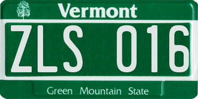 VT license plate ZLS016