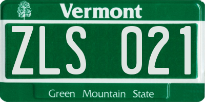 VT license plate ZLS021