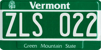 VT license plate ZLS022