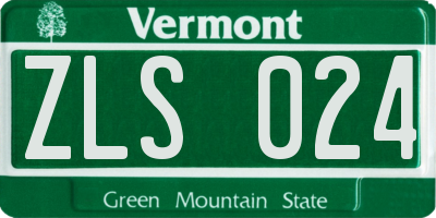 VT license plate ZLS024