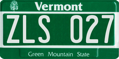 VT license plate ZLS027