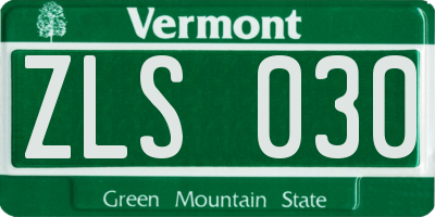 VT license plate ZLS030