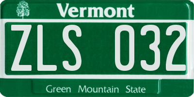 VT license plate ZLS032