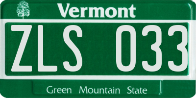 VT license plate ZLS033