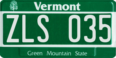 VT license plate ZLS035