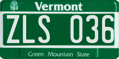 VT license plate ZLS036