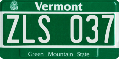 VT license plate ZLS037