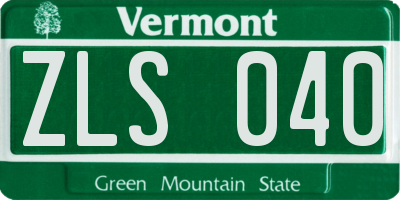 VT license plate ZLS040
