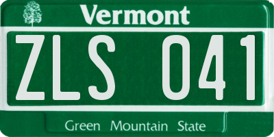 VT license plate ZLS041