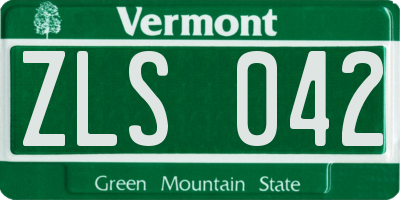 VT license plate ZLS042