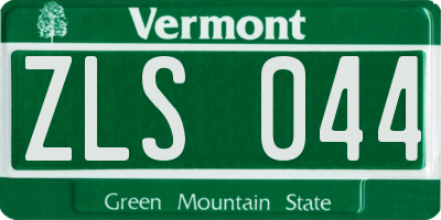 VT license plate ZLS044