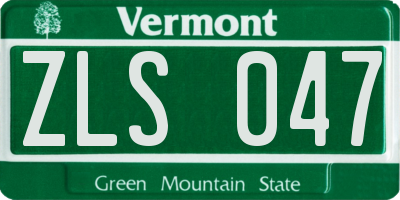 VT license plate ZLS047