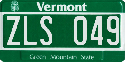 VT license plate ZLS049