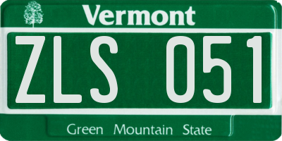 VT license plate ZLS051