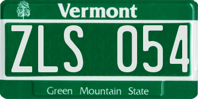 VT license plate ZLS054