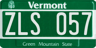 VT license plate ZLS057