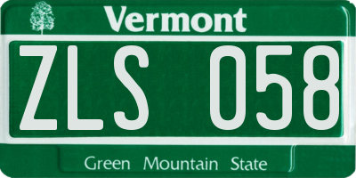 VT license plate ZLS058