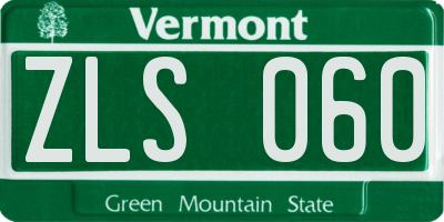 VT license plate ZLS060
