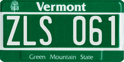 VT license plate ZLS061