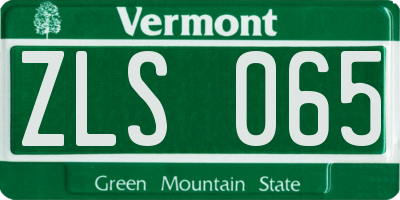 VT license plate ZLS065
