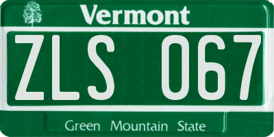 VT license plate ZLS067