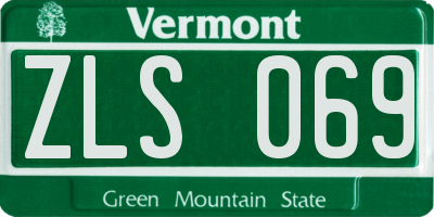 VT license plate ZLS069
