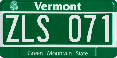 VT license plate ZLS071