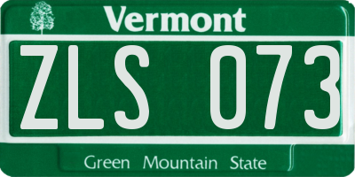 VT license plate ZLS073