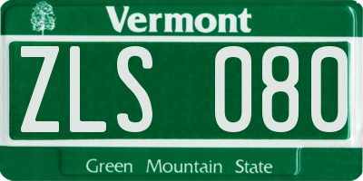 VT license plate ZLS080