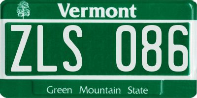 VT license plate ZLS086