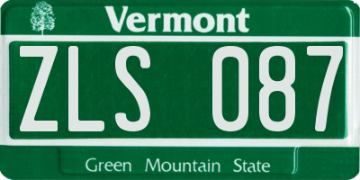 VT license plate ZLS087
