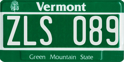 VT license plate ZLS089
