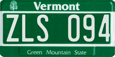 VT license plate ZLS094