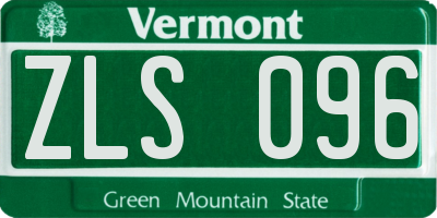 VT license plate ZLS096