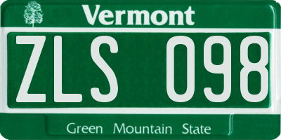 VT license plate ZLS098