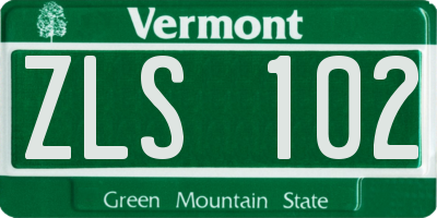 VT license plate ZLS102