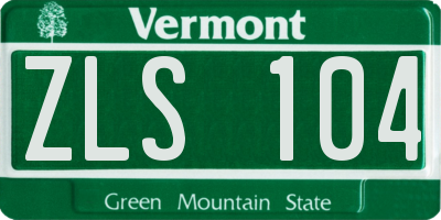 VT license plate ZLS104