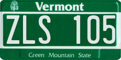 VT license plate ZLS105