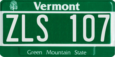 VT license plate ZLS107