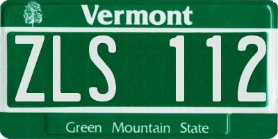 VT license plate ZLS112