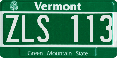 VT license plate ZLS113