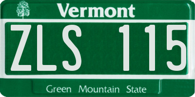 VT license plate ZLS115
