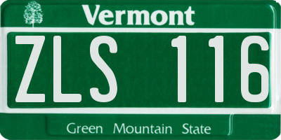 VT license plate ZLS116