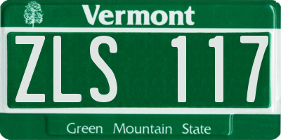 VT license plate ZLS117
